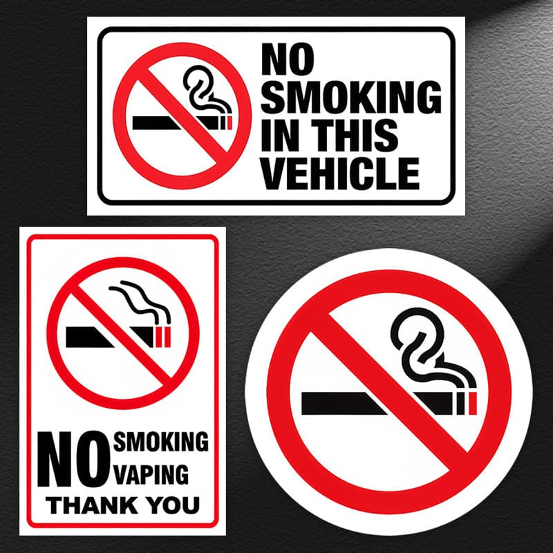No Smoking Warning Sticker for Ride-Hailing Vehicles, Indoor No Smoking Sign for Shopping Malls