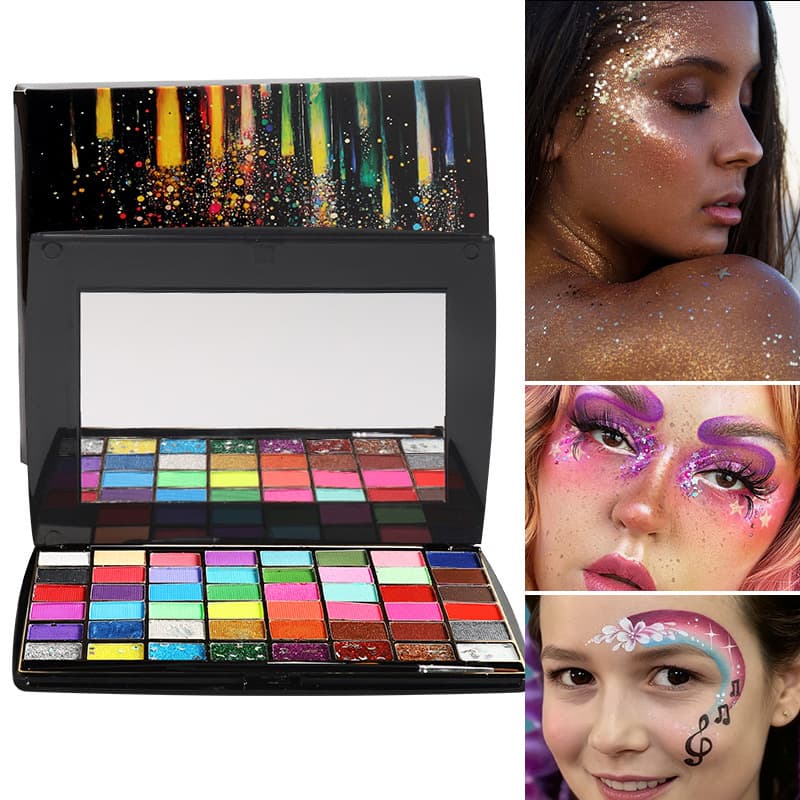 Cross-border popular 48-color body watercolor pigment pearlescent fluorescent face paint Halloween and Christmas face paint paint