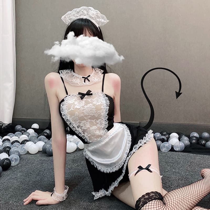 Sexy lingerie maid uniform, seductive bed, teasing pajamas, no need to take off, hot and passionate maid 1255