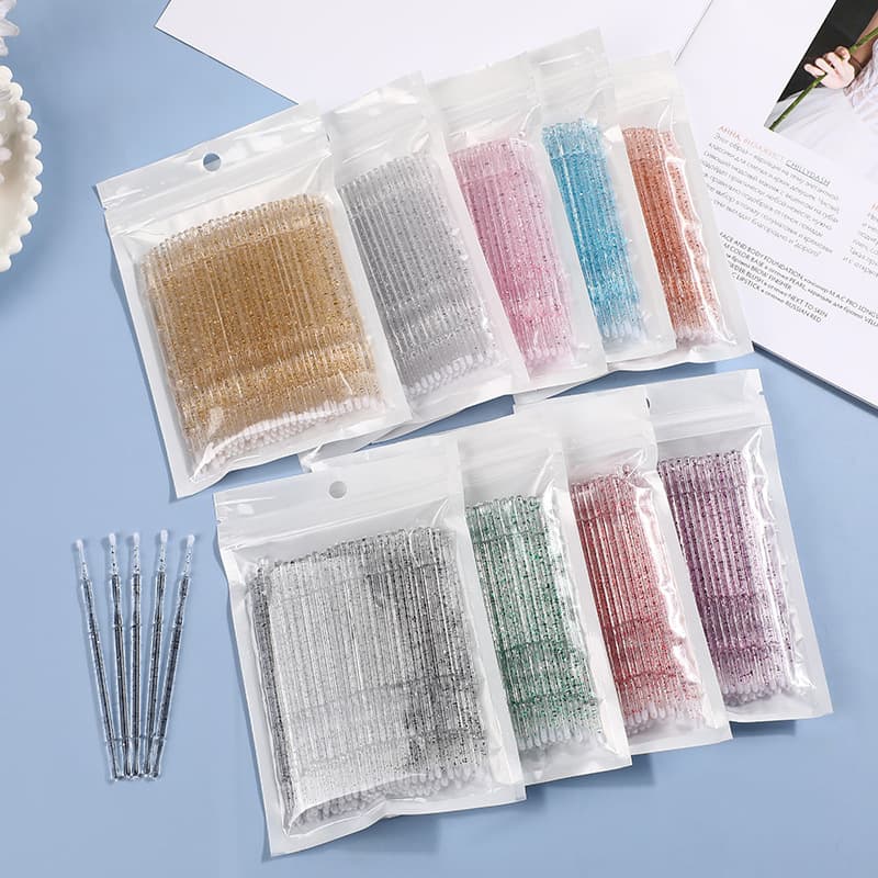 Korean Semi-Permanent Tattoo Crystal Cotton Swab Cleaning Stick for Eyebrows, Eyes, Lips, Eyelash Growth Treatment, Makeup Cotton