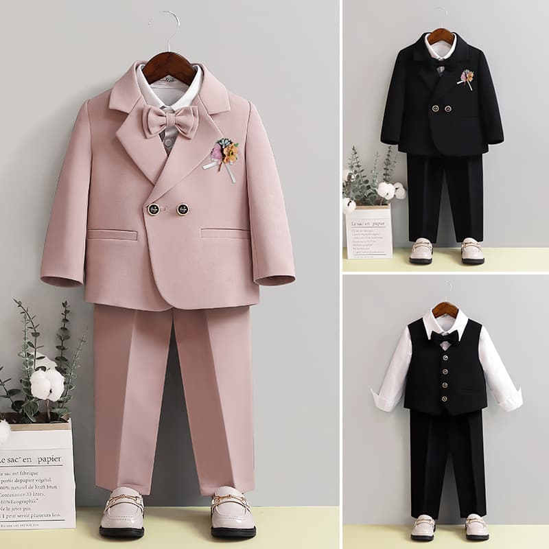 Children's Suit Set Autumn Winter New Arrival Boy British Flower Boy Wedding Suit Toddler Birthday Ceremony Outfit Drop Shipping