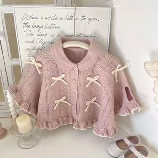 Girls Cape Spring Autumn Style, Baby Girl Trendy Clothes Shawl Coat Thin Infant Kids Cardigan Sweater