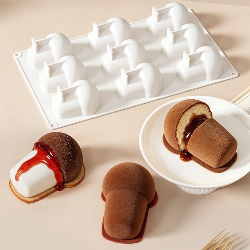 9-piece mushroom silicone mousse cake mold fungus French dessert pudding custard mold DIY baking chocolate mold