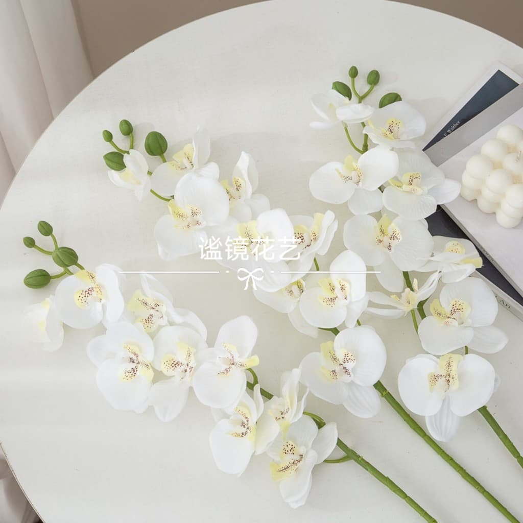 Premium Luxury 9-Head Artificial Phalaenopsis Orchid Bouquet for Living Room, Dining Room, Room Decoration, Photo Prop, Floral Arrangement