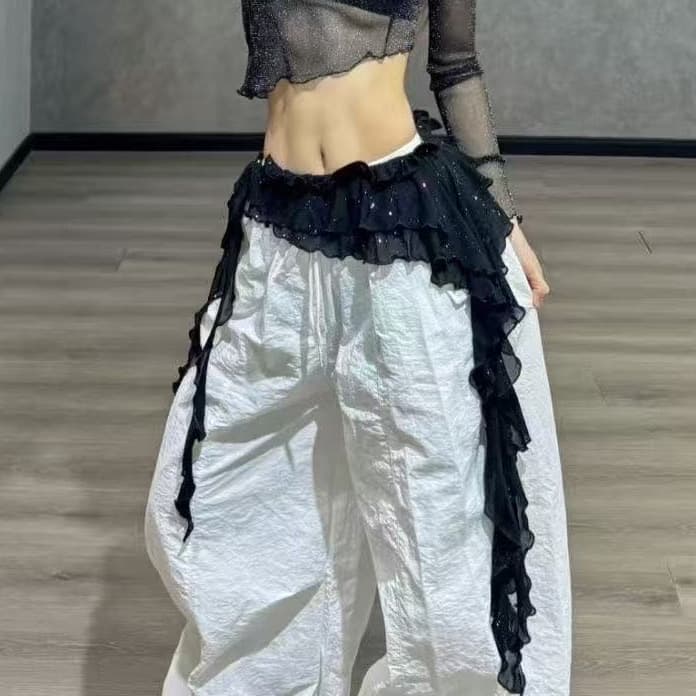 New Jazz Dance Sequin Ruffle Hip Scarf Belt Dance Hip Scarf Waist Scarf Jazz Accessory Street Dance Waist Chain Sparkling