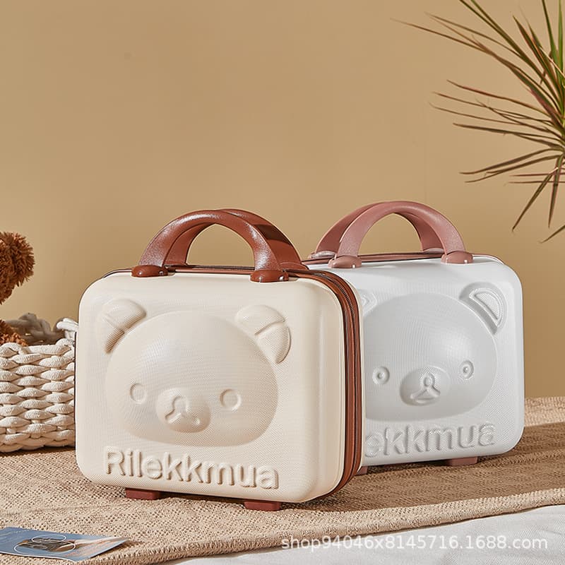 Bear Handheld Makeup Case, 14-inch Bridesmaid Luggage Case, Cartoon Storage Bag, Combination Lock, Travel Suitcase, Gift Set