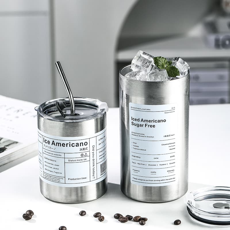 American-style insulated cup, cold brew stainless steel coffee cup, ins-style portable cup, latte cup, high-appearance water cup with straw