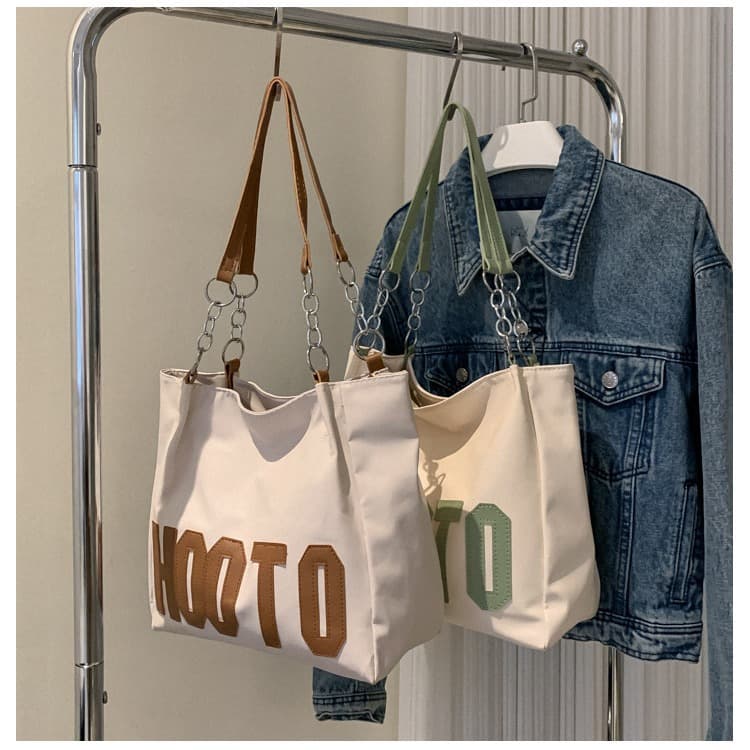 Foreign Trade Large Capacity Tote Bag, Korean New Simple Letter Chain Shoulder Bag, Retro Commuter Women's Shopping Bag