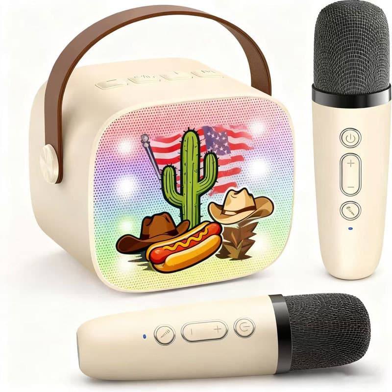 Cross-border Amazon Bluetooth Speaker Mini Cartoon High-Quality Sound K Song Microphone All-in-One Home KTV Audio