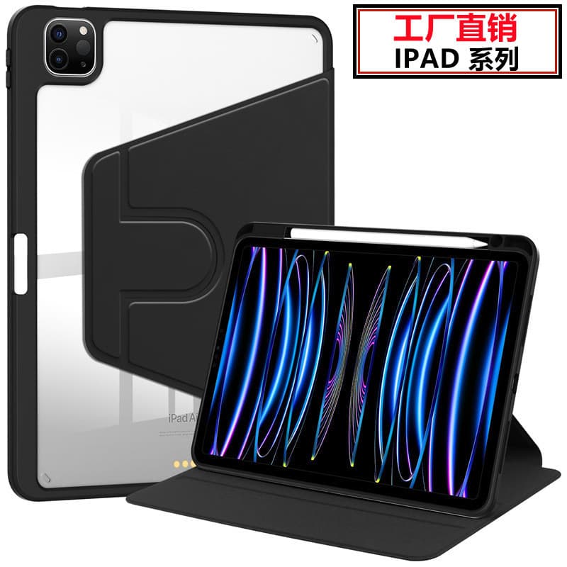 Acrylic Rotating Leather Case for Apple iPad 11 with Stand, Full Coverage Back Shell for mini7, Anti-Fall Protection for Air5