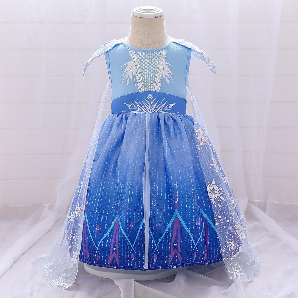 Elsa Princess Dress Baby Birthday Outfit Snowflake Skirt Infant Baby Girl Dress Cute Print Polyester Blend Cotton Lining
