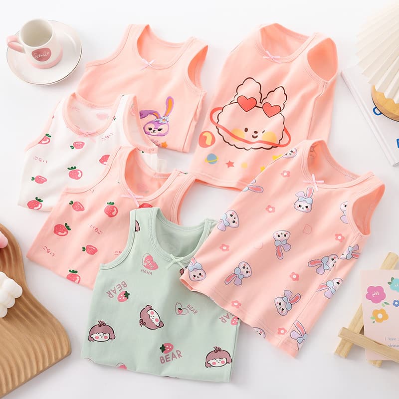 Girls vest type a pure cotton suspender women's bottoming sleeveless top baby outer wear children's vest suspender top