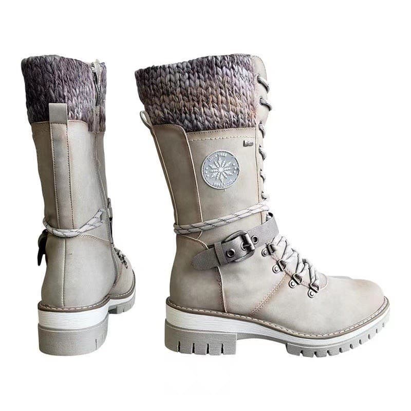 Plus Size Martin Boots Women 2024 Autumn Winter New Export Style European and American Snow Boots Mid-Calf Chunky Heel Round Toe Women's Riding Boots