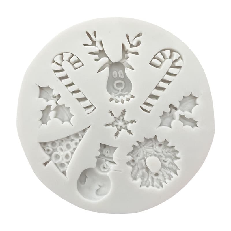 Santa Claus Reindeer Christmas Tree Holly Leaf Sleigh Silicone Mold Fondant Cake Chocolate Mold