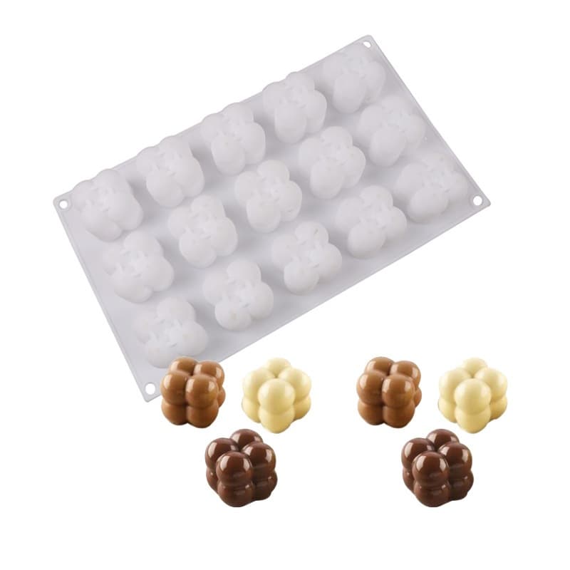 French-Style Dessert 15-Piece Magic Cube Mousse Cake Mold Ice Cream Mold Cake Silicone Mold