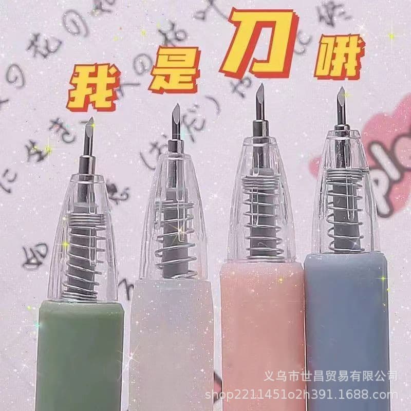 Plastic Pen Knife Scissors Paper Cutter Mini Craft Knife Stationery Office School Supply Quick Open Portable Design