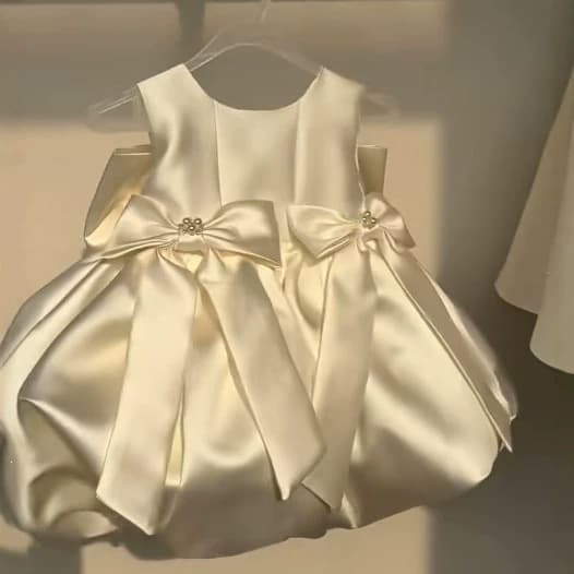Girls' Dress 2026 New Baby Girl First Birthday Dress 3D Flower Bud Skirt Princess Dress Daily Dress