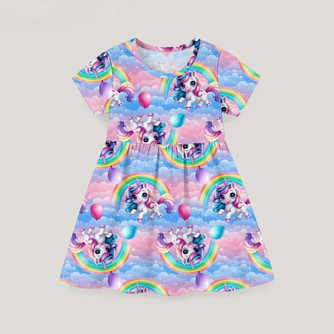 Girls' Nightgowns, Medium and Large Children's Thin Home Clothes, Summer Short-Sleeved Dresses for Little Girls and Babies, Pajamas, Cross-Border Wholesale
