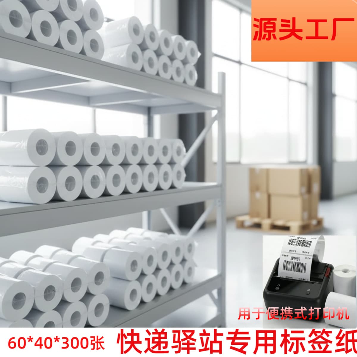 Courier Station 60*40 Portable Thermal Adhesive Label Paper Express Barcode Printing Paper