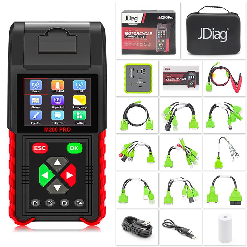 M200 Pro Handheld Motorcycle Diagnostic Scanner Supports ECU Programming Battery Tester