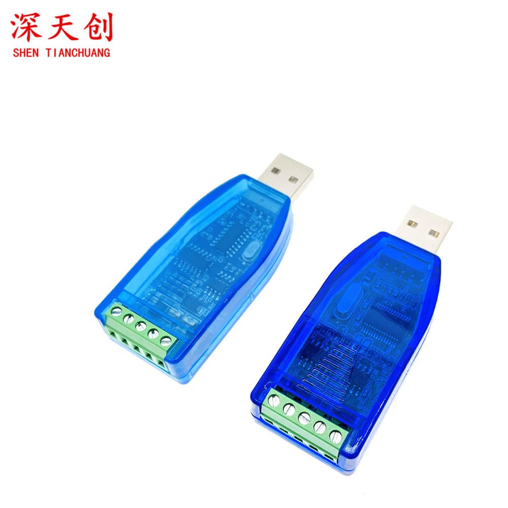 Industrial-grade USB to RS485/RS232 communication module, bidirectional half-duplex serial cable converter, TVS protection.
