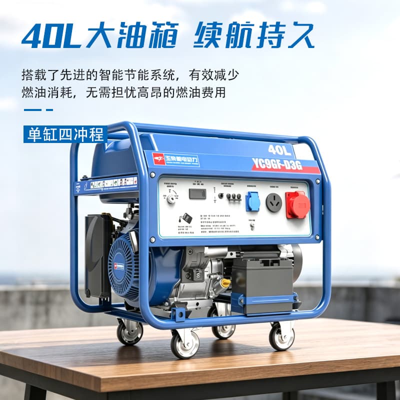 Yuchai Marine & Power Gasoline Generator, Single/Three-Phase 9KW Full Power, Portable Outdoor Construction Camping Generator