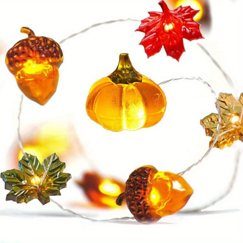 2026 New Cross-border Drop Shipping 1 Decorative Acorn 3D Pumpkin Maple Leaf String Lights Cross-border Drop Shipping
