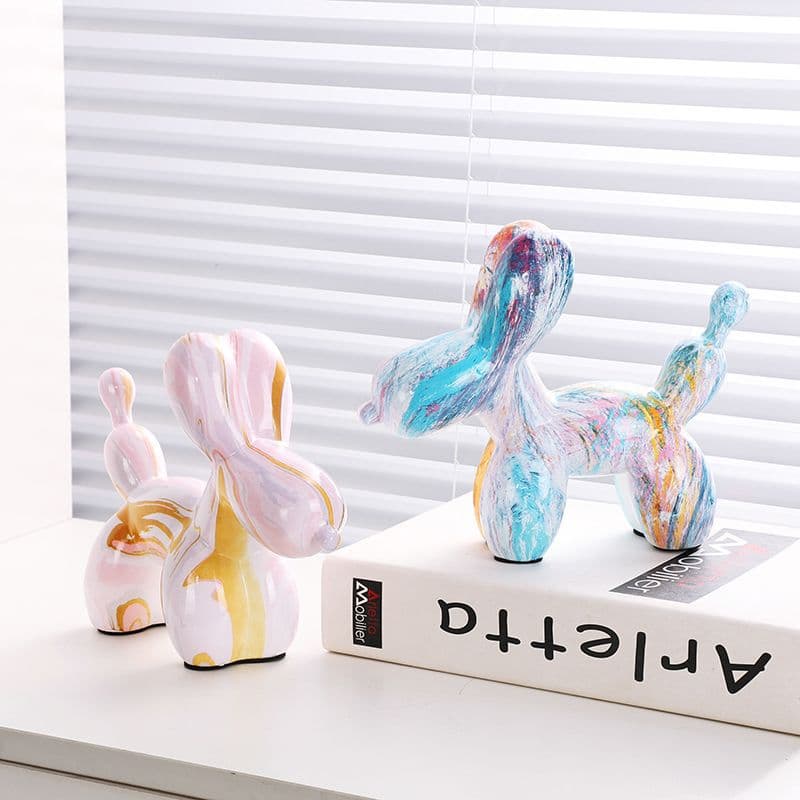 New Balloon Dog Ceramic Light Luxury Wine Cabinet TV Cabinet Living Room Entryway Niche High-End Soft Decoration Home Ornament