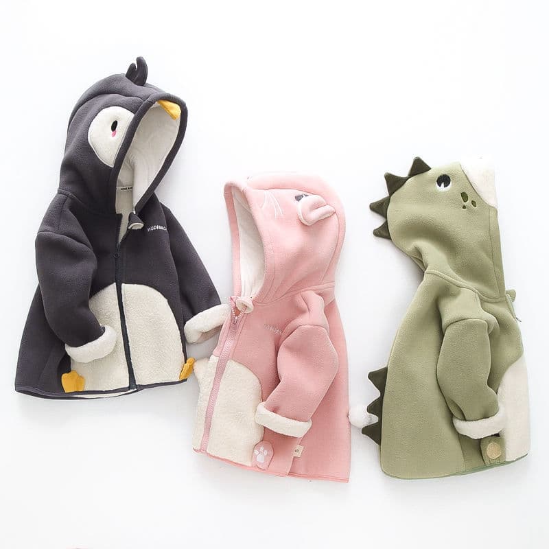 Baby Winter Fleece Jacket, Infant and Toddler Clothing, Girls' and Boys' Hooded Top with Fleece Lining for Autumn/Winter