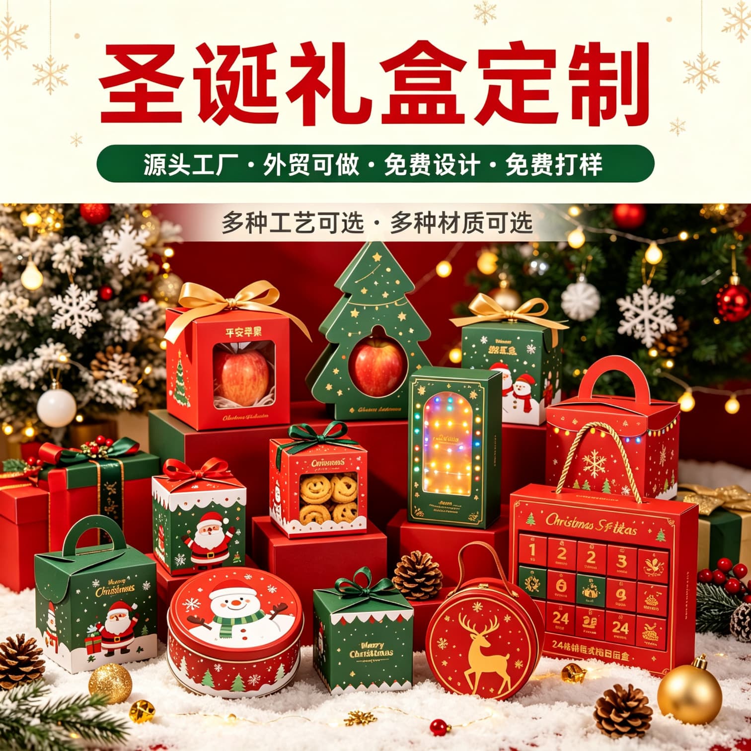 Christmas Gift Packaging Box Custom Color Box Hardcover Box Gold Foil UV Process Supports Small Batch Export