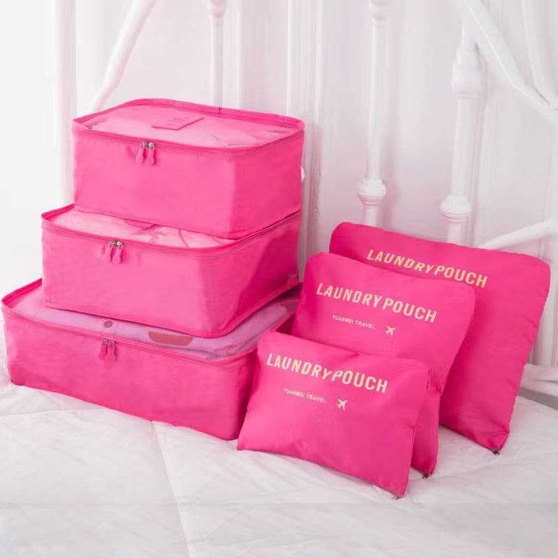 Travel Cosmetic Bag Six-Piece Set Multifunctional Packing Sub-Bag Storage Organizer for Clothes Toiletries Easy Carry Handbag