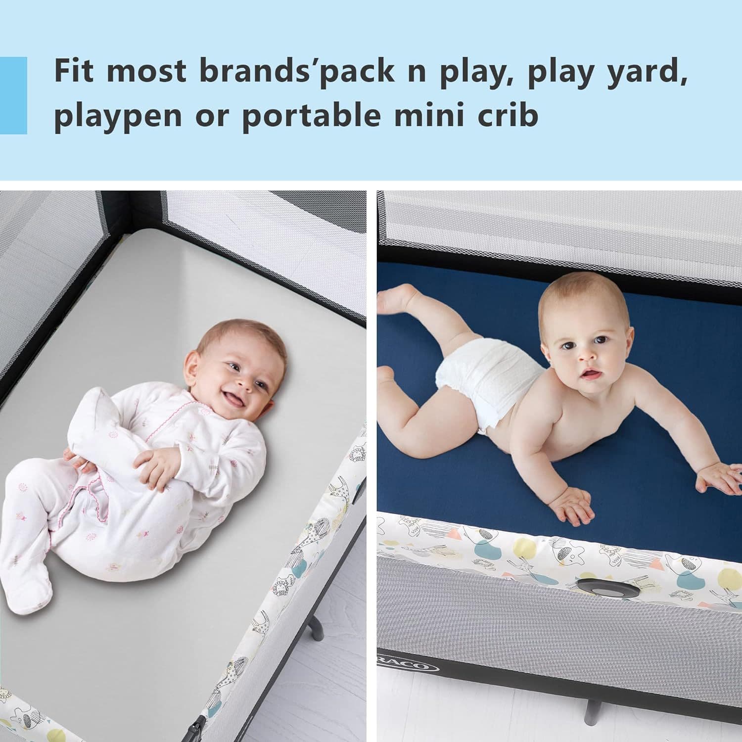Mini Crib Fitted Sheet for Pack N Play, Microfiber Brushed Soft Baby Mini Crib Sheet