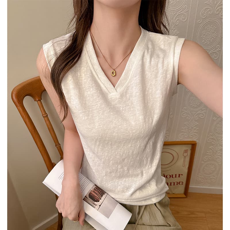 Strictly selected V-neck wide-shoulder camisole women's outer wear spring and summer basic versatile loose Korean style sleeveless waistcoat top