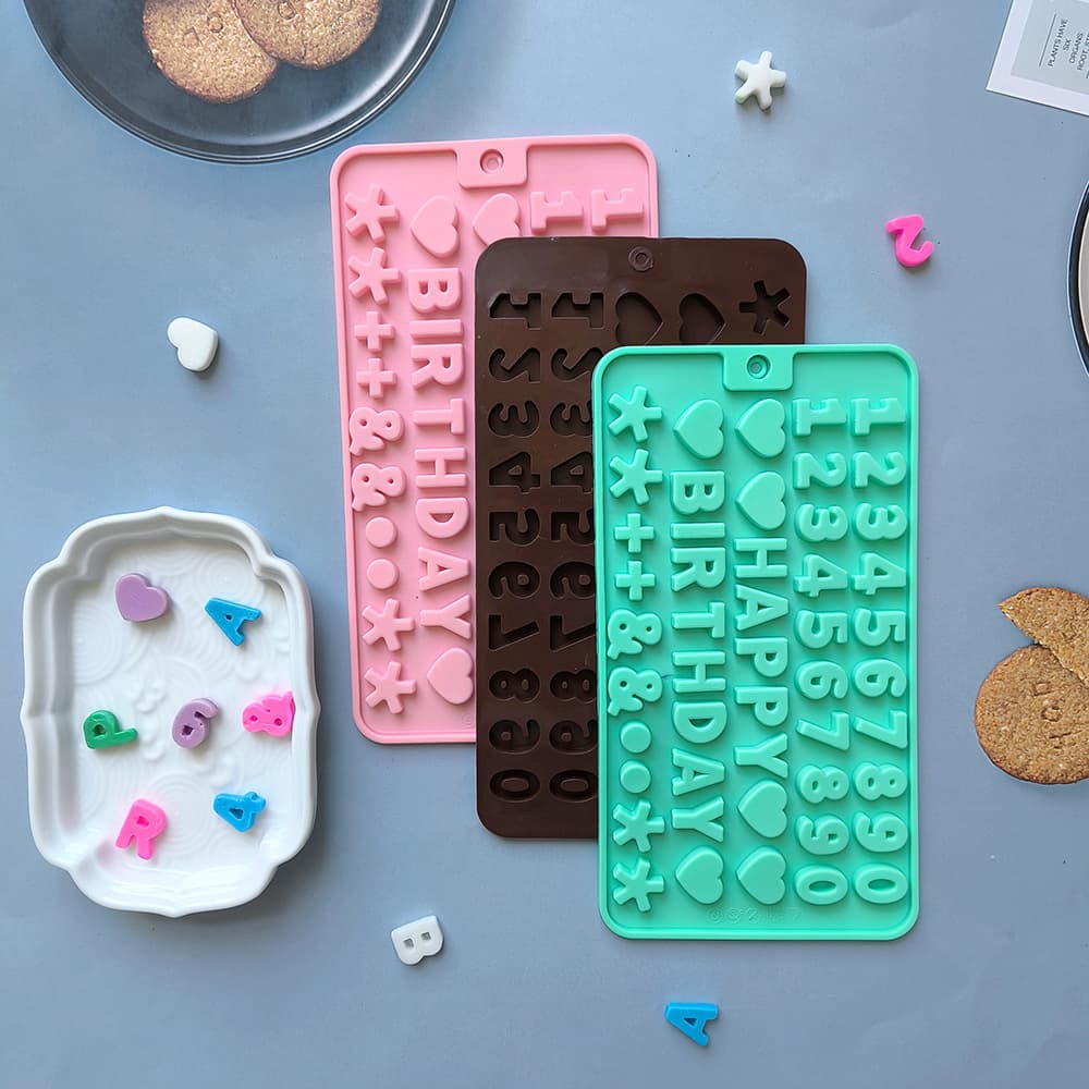 Digital Chocolate 458 Fondant Silicone Mold Number Cookie Candy Shape Mold DIY Baking Tool