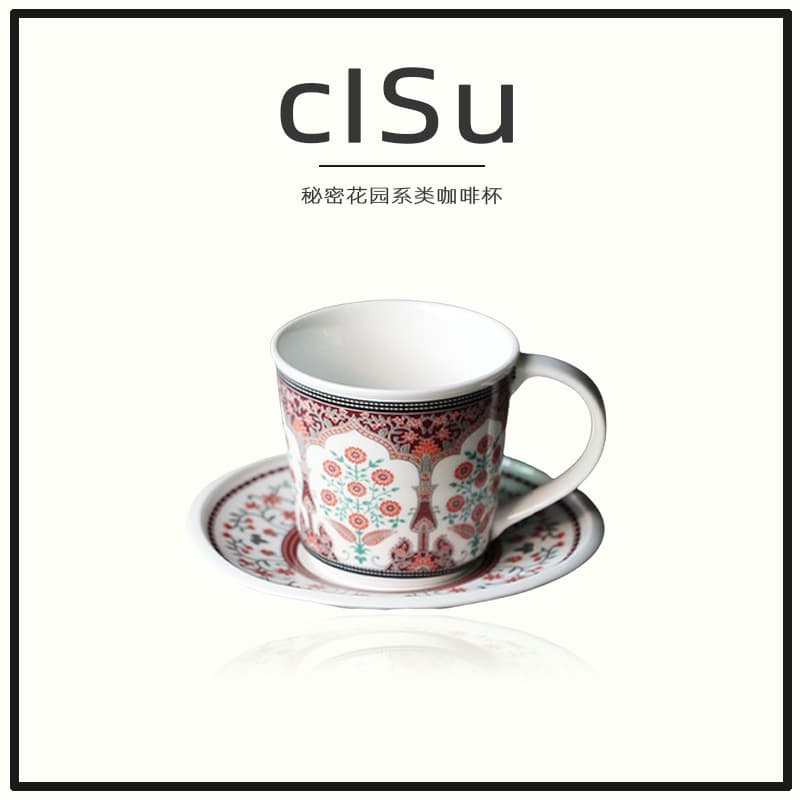 Turkish Iznik Style Coffee Cup and Saucer Set Ceramic Latte Art Cup Exquisite Afternoon Tea Cup Vintage High Appearance Mark