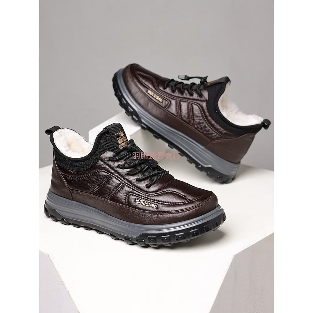 Winter Men's Shoes Fur-Lined Snow Boots, Wool Warm Fleece-Lined Thickened -40°C Cold-Resistant Cotton Shoes for Men and Women