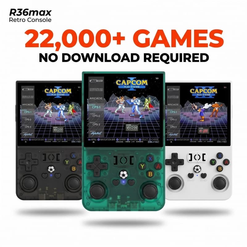R36MAX retro open source game console 30+ emulator 4-inch HD screen dual TF card slot handheld game console wholesale