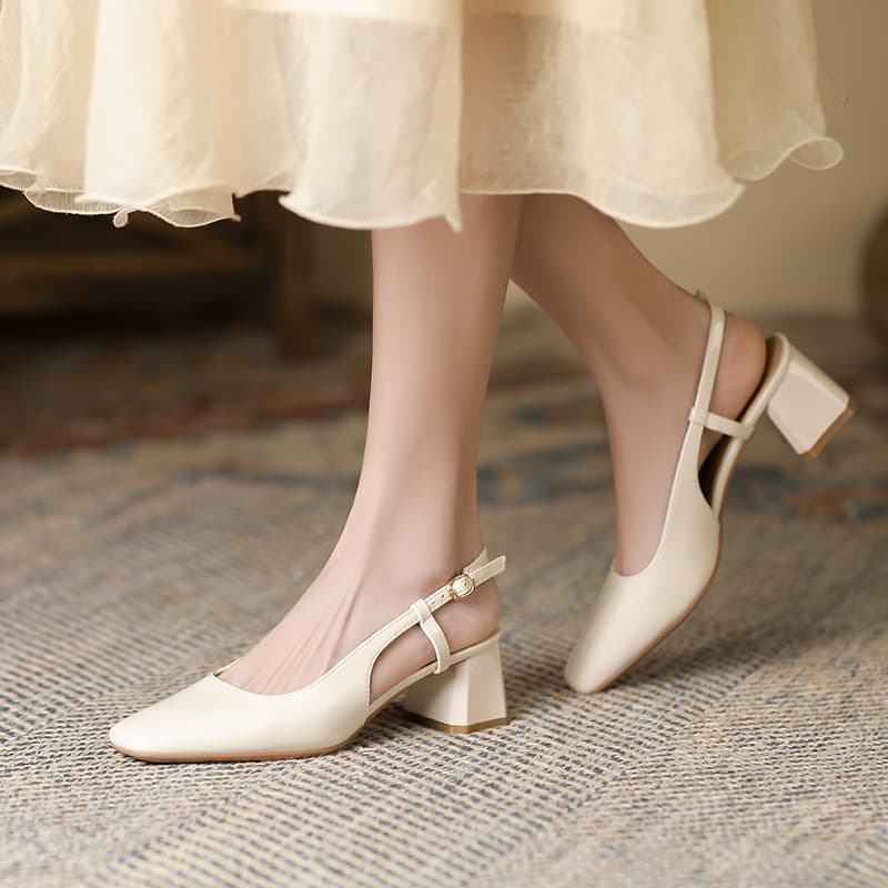 5299 Patent Leather Toe Buckle High Heel Sandals 2025 New Style Square Toe Elegant Banquet Korean Style Thick Heel Single-layer Shoes for Women