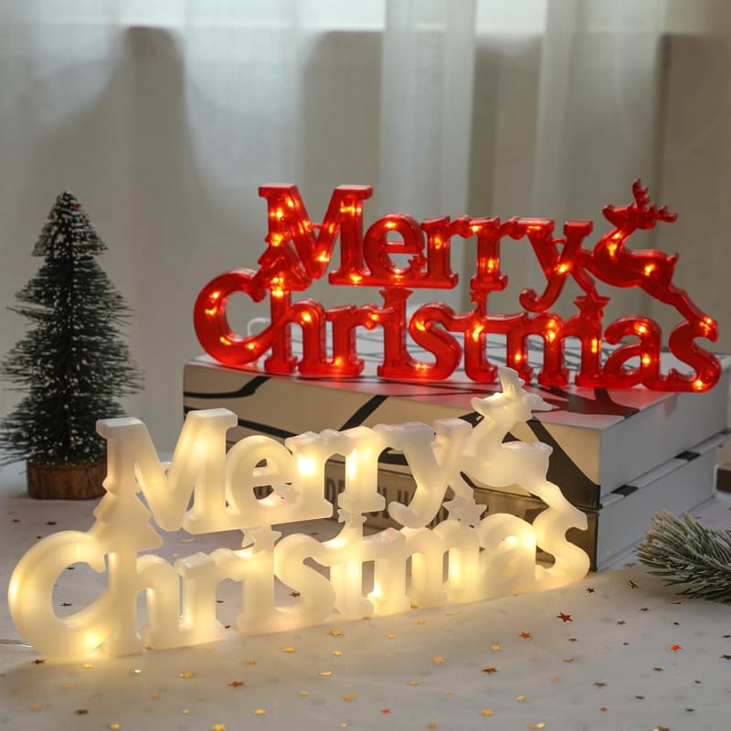 2024 Cross-border Christmas Decoration Wreath Accessories Merry Christmas 3D Letter Lights