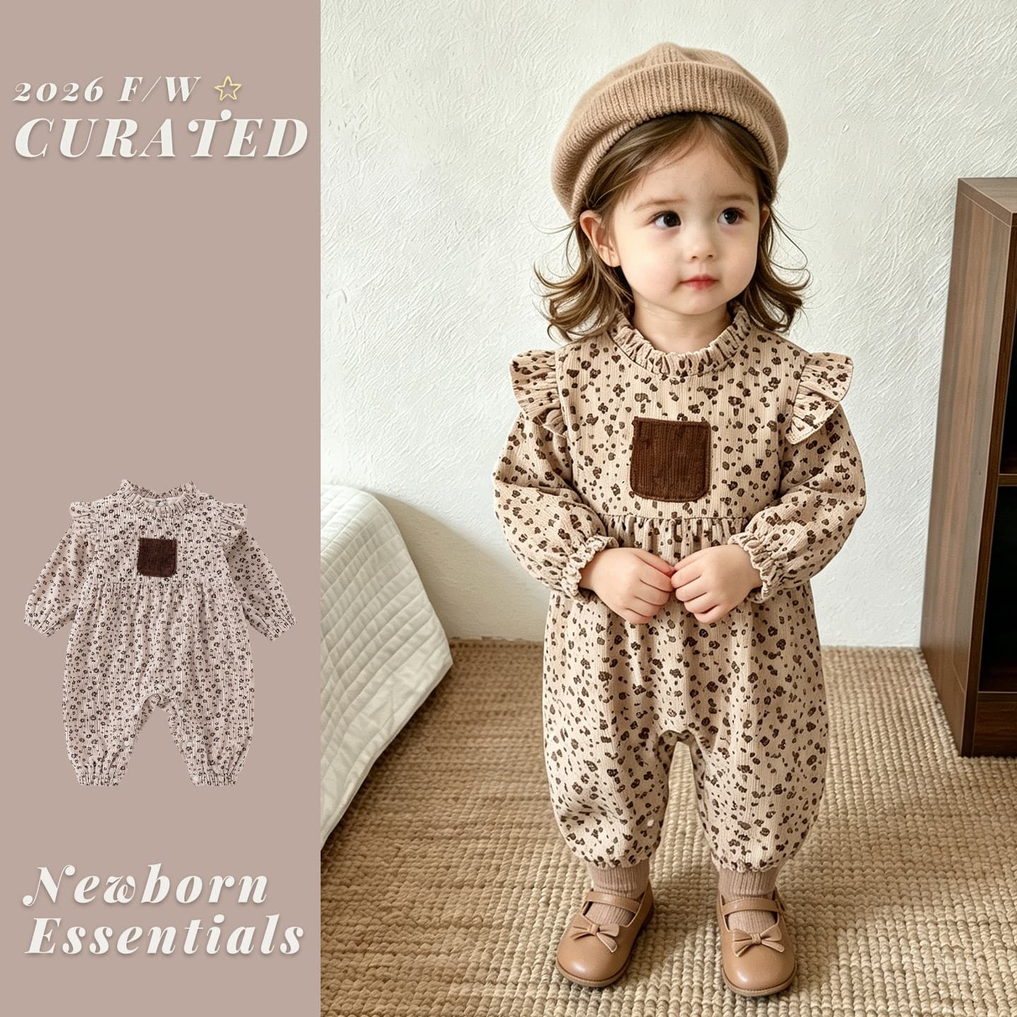 Baby girl autumn and winter new one-piece suit infant and toddler velvet top outdoor crawler suit two-piece baby winter clothing