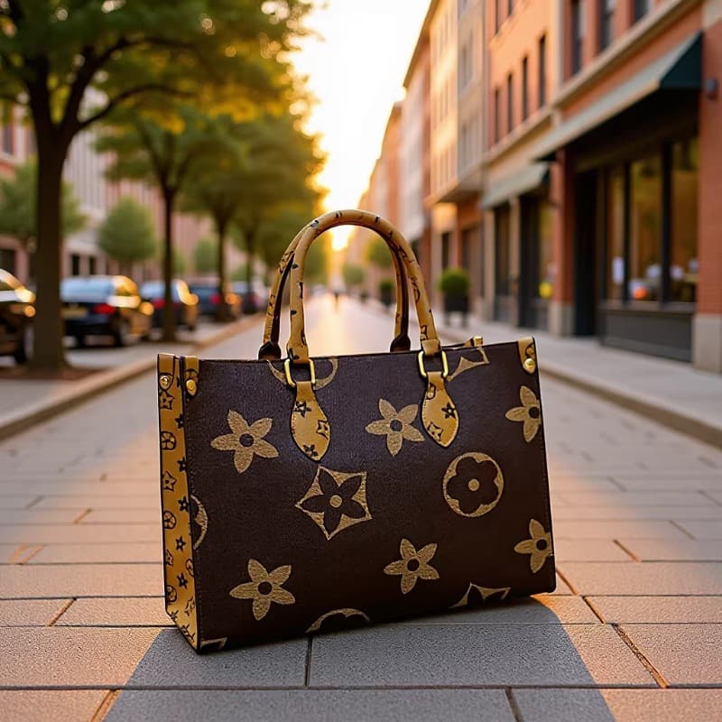 Retro style tote bag, zippered large handbag, trendy printed shoulder bag, large capacity youth handheld fashionable bag