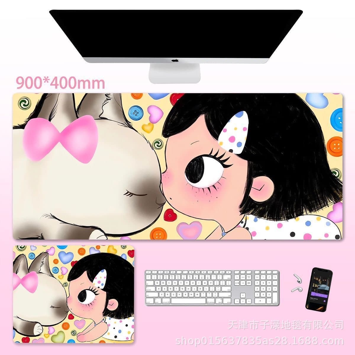 Anime Cartoon Mouse Pad, Cute Xiaoman Xiaoyu, Diatomite Desk Mat, Extra Large, Non-Slip, Stain-Resistant, Durable Pad