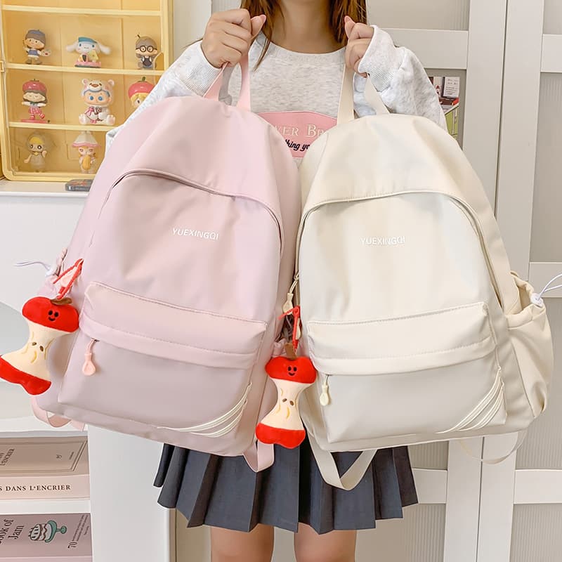 Campus Style Schoolbag for Middle School Girls Korean Simple Junior High Casual Backpack Fashion Versatile High School Student Double-Shoulder Bag Trendy