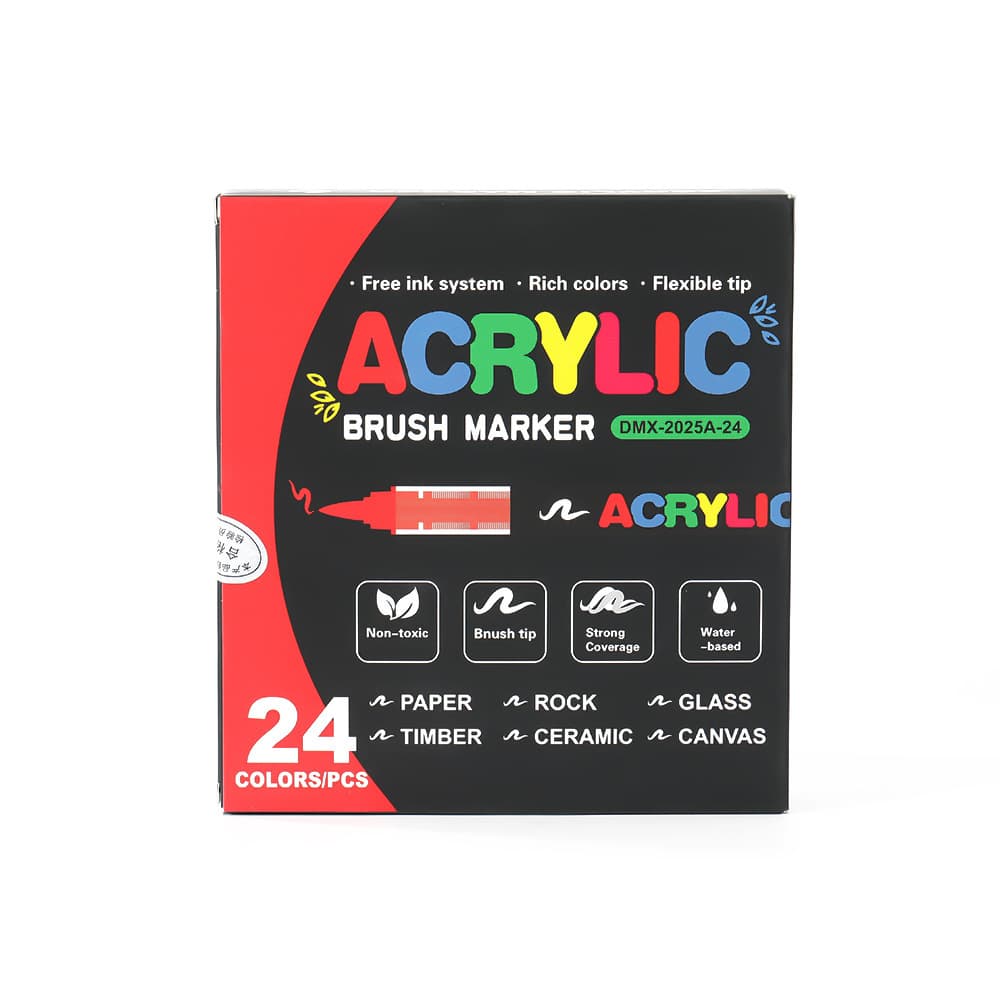 120/168 Colors Cross-border Wholesale Direct Liquid Acrylic Marker Pens Red/Black Box Soft Tip Watercolor Pens Graffiti Pen Set