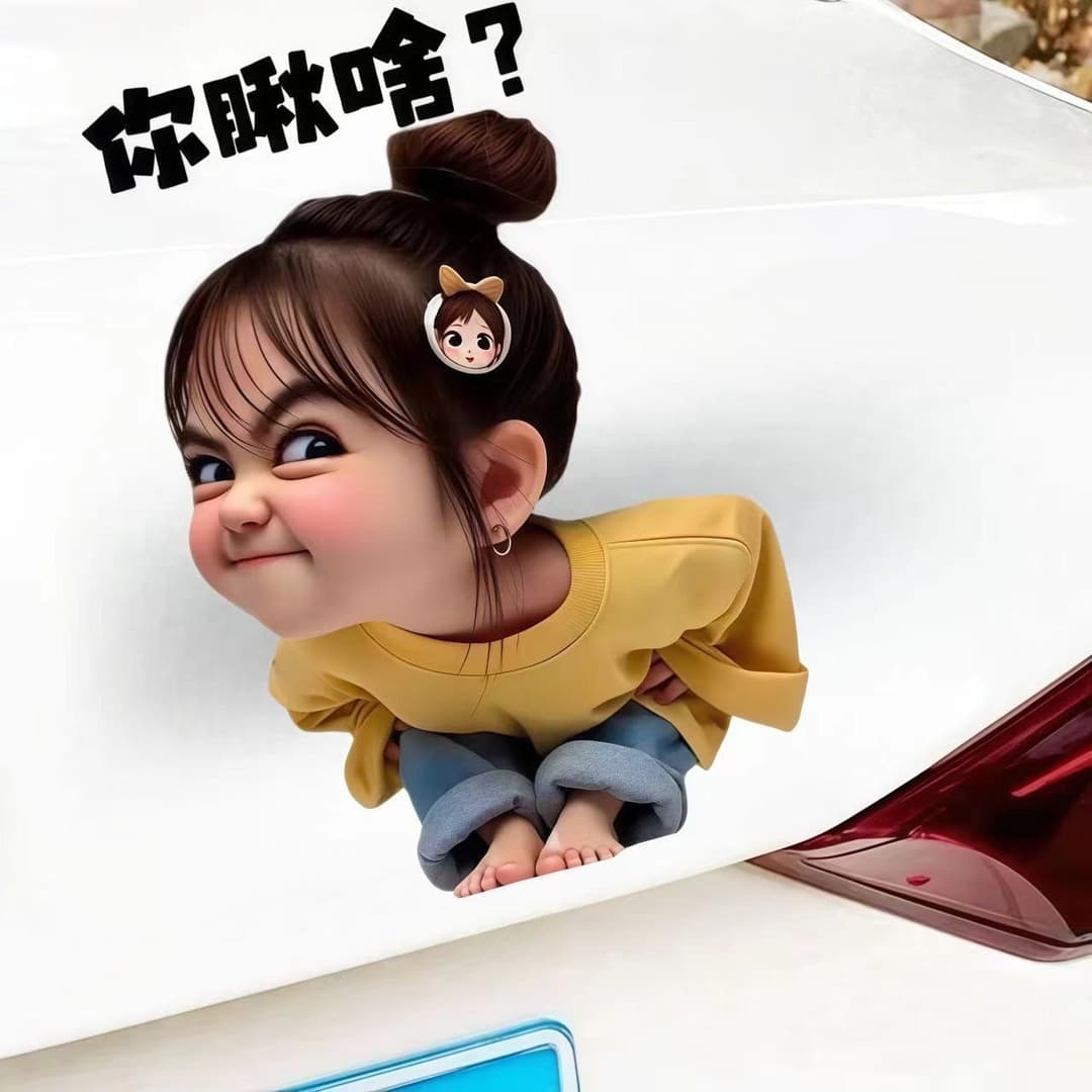 【New User 0.01 for 1!】Meme Little Girl Car Sticker "What Are You Looking At" 3D Body Decal