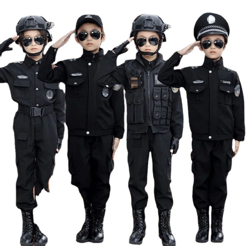 Halloween Kids Costume Boy Military Police Uniform Police Officer Outfit Child Performance