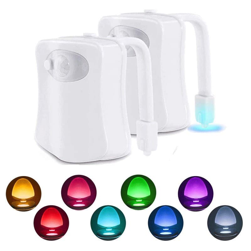 Cross-border trade 8-color toilet sensor light, wall-mounted human body toilet sensor light, creative LED night light