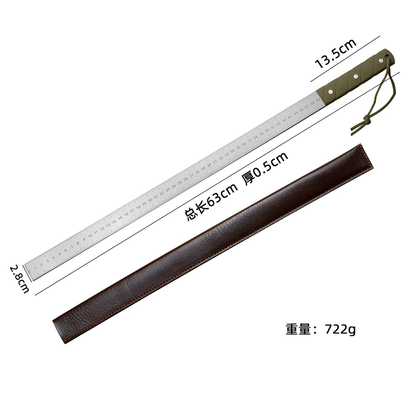 Longquan forged 5MM thick quenched steel ruler, defense ruler, stick ruler, fidget toy, vehicle self-defense tool, thickened ruler
