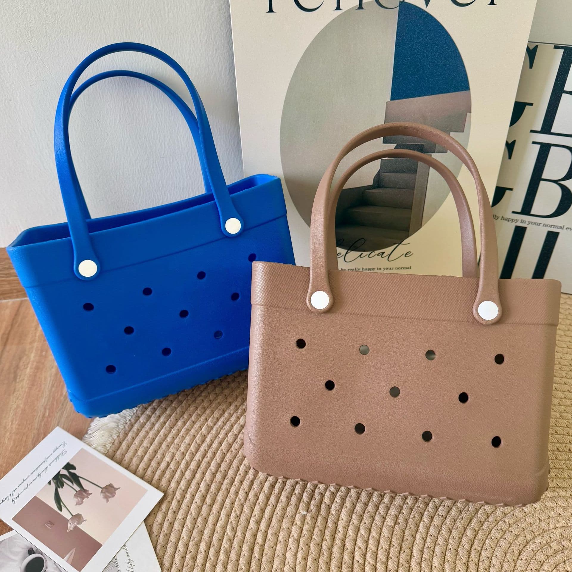 2025 Cross-Border Women's Handbag Summer Cartoon DIY Hole Bag Waterproof Storage Beach Bag EVA Hole Bag