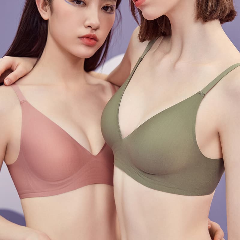 Original Jelly Strip Smooth Seamless Invisible Bra Small Bust Push-up Sleep Wire-free Bra Set for Women